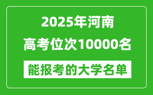 2025河南高考位次10000名能报考什么大学?附能上大学名单
