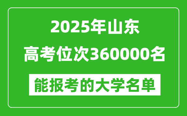 2025山东高考位次360000名能报考什么大学?附能上大学名单