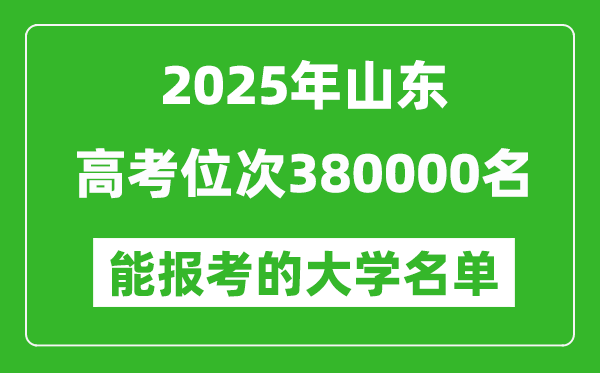 2025山东高考位次380000名能报考什么大学?附能上大学名单