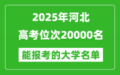 2025河北高考位次20000名能报考什么大学？附能上大学名单