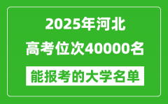 2025河北高考位次40000名能报考什么大学？附能上大学名单