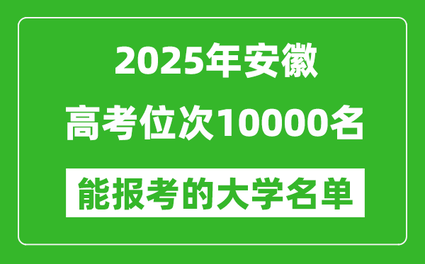 2025安徽高考位次10000名能报考什么大学?附能上大学名单