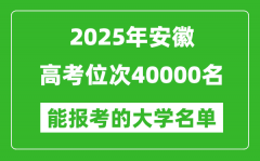 2025安徽高考位次40000名能报考什么大学？附能上大学名单