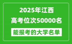 2025江西高考位次50000名能报考什么大学？附能上大学名单