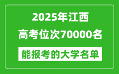 2025江西高考位次70000名能报考什么大学？附能上大学名单
