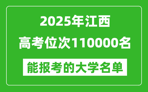 2025江西高考位次110000名能报考什么大学？附能上大学名单