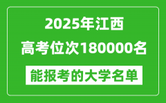 2025江西高考位次180000名能报考什么大学？附能上大学名单