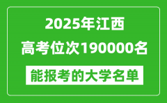 2025江西高考位次190000名能报考什么大学？附能上大学名单