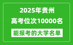 2025贵州高考位次10000名能报考什么大学？附能上大学名单