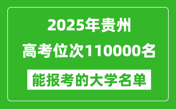 2025贵州高考位次110000名能报考什么大学?附能上大学名单