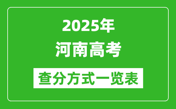 2025河南高考成绩怎么查询,河南高考查分方式一览表(附查询入口)