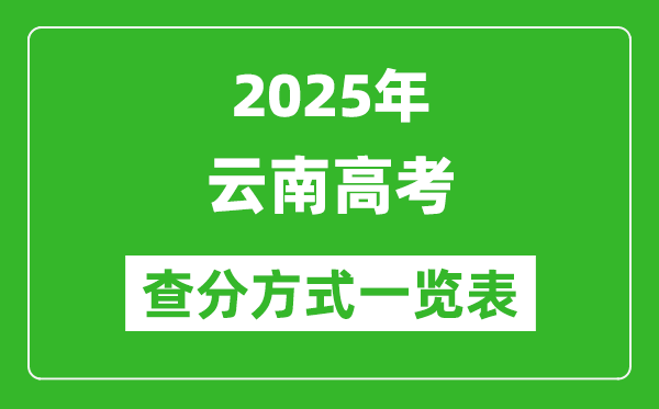 2025云南高考成绩怎么查询,云南高考查分方式一览表(附查询入口)