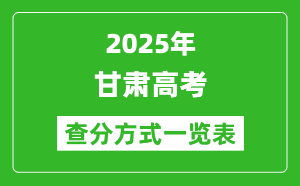 2025甘肃高考成绩怎么查询,甘肃高考查分方式一览表(附查询入口)