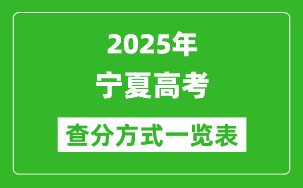 2025宁夏高考成绩怎么查询,宁夏高考查分方式一览表(附查询入口)