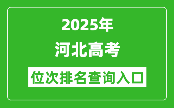 2025年河北高考位次排名查询系统入口(www.hebeea.edu.cn)