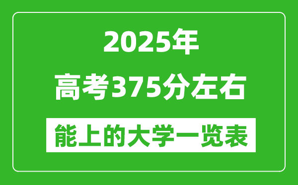 2025全国各地高考375分左右能上的大学一览表(含理科+文科)