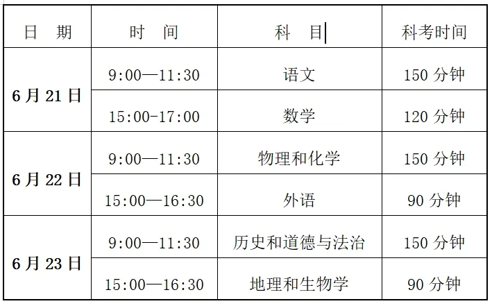 2025年辽宁中考时间是几月几号,各科目具体时间安排