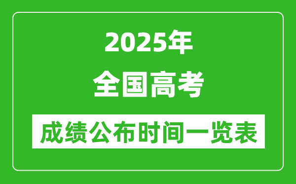 2025年全国各省市高考成绩公布时间一览表(31省完整版)