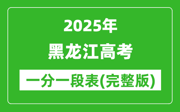 2025黑龙江高考一分一段表,查询位次及排名(完整版)