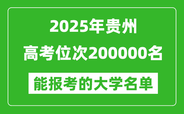 2025贵州高考位次200000名能报考什么大学?附能上大学名单
