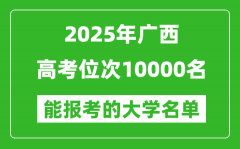 2025广西高考位次10000名能报考什么大学？附能上大学名单