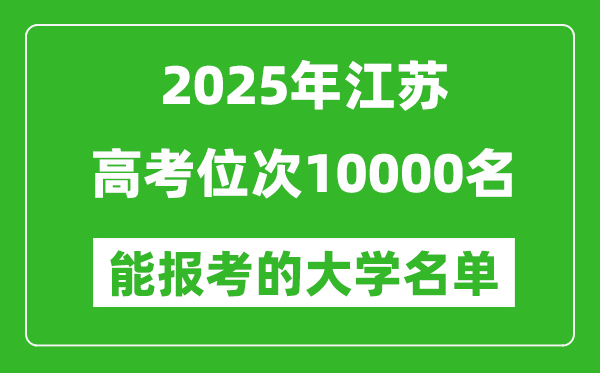 2025江苏高考位次10000名能报考什么大学?附能上大学名单