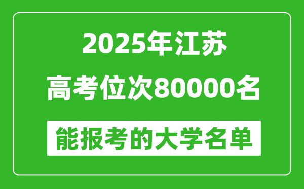 2025江苏高考位次80000名能报考什么大学?附能上大学名单