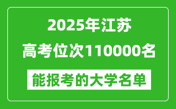 2025江苏高考位次110000名能报考什么大学?附能上大学名单