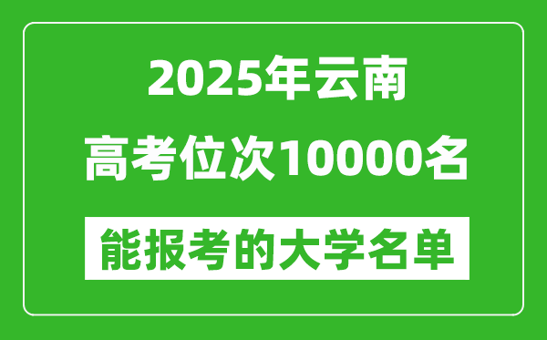 2025云南高考位次10000名能报考什么大学?附能上大学名单