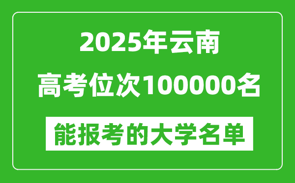 2025云南高考位次100000名能报考什么大学?附能上大学名单