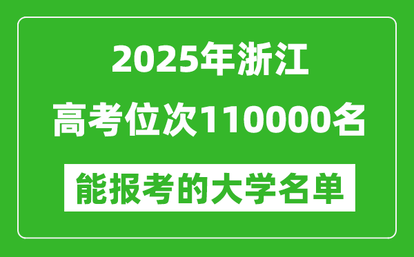 2025浙江高考位次110000名能报考什么大学?附能上大学名单