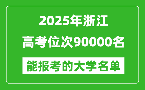 2025浙江高考位次90000名能报考什么大学?附能上大学名单