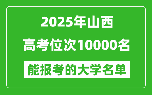 2025山西高考位次10000名能报考什么大学?附能上大学名单
