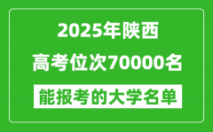 2025陕西高考位次70000名能报考什么大学？附能上大学名单