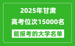 2025甘肃高考位次15000名能报考什么大学？附能上大学名单