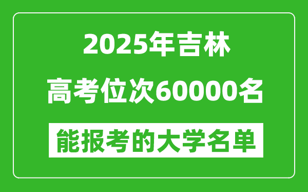 2025吉林高考位次60000名能报考什么大学?附能上大学名单