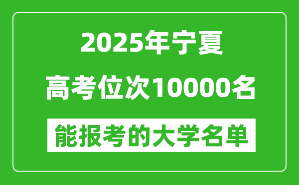 2025宁夏高考位次10000名能报考什么大学?附能上大学名单