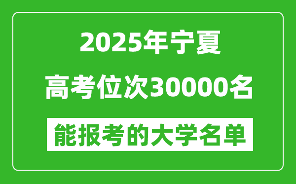 2025宁夏高考位次30000名能报考什么大学?附能上大学名单