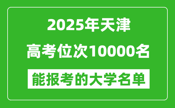 2025天津高考位次10000名能报考什么大学?附能上大学名单