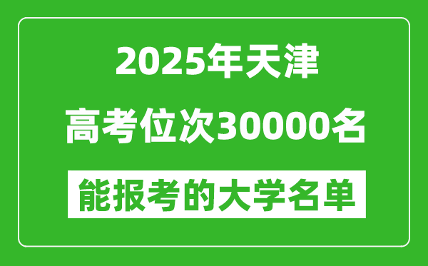 2025天津高考位次30000名能报考什么大学?附能上大学名单