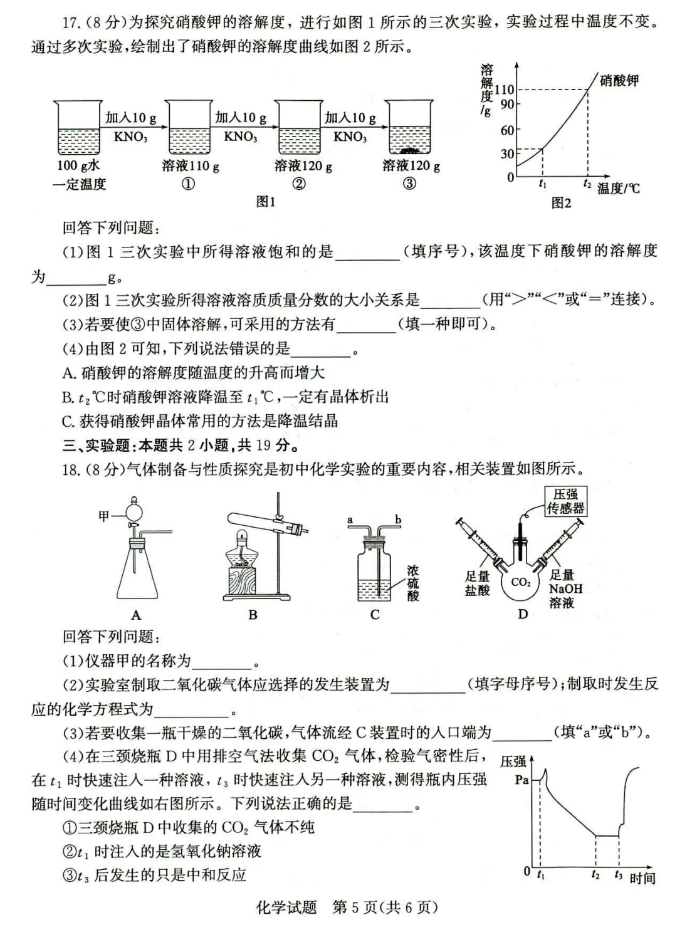 2025年山东中考化学试卷真题及答案解析