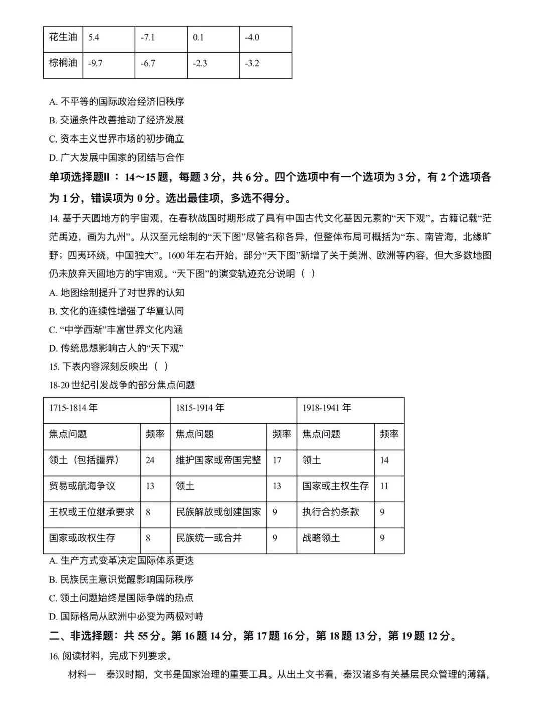 2025年海南高考历史试卷真题及答案解析(完整版)