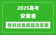 2025高考安徽卷各科试卷真题及答案(9科全)