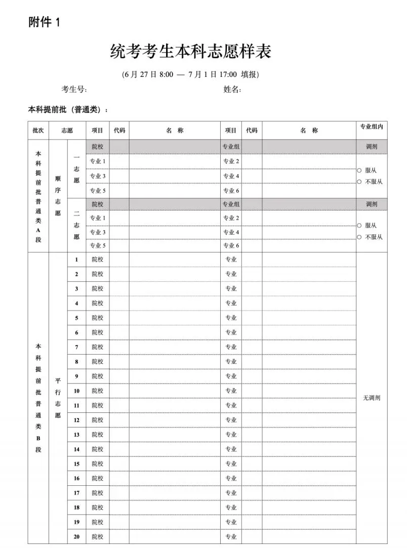 2025北京高考志愿填报表范本模板,附志愿样表及填报技巧