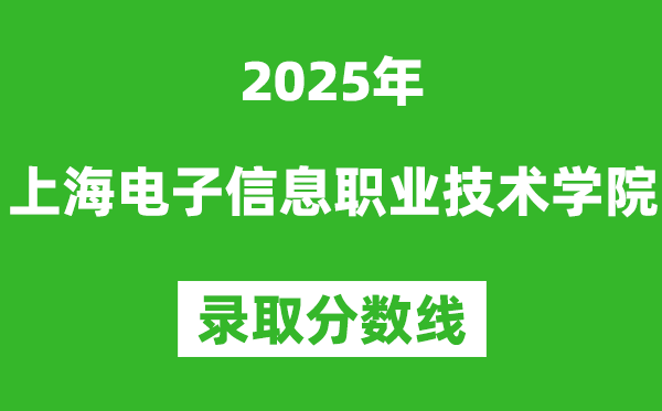 上海电子信息职业技术学院2025年录取分数线（含2024历年）