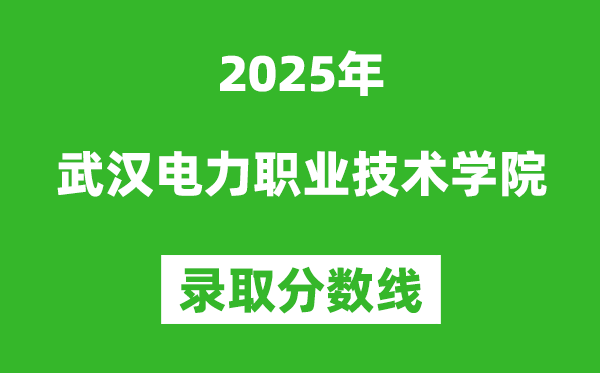 武汉电力职业技术学院2025年录取分数线（含2024历年）